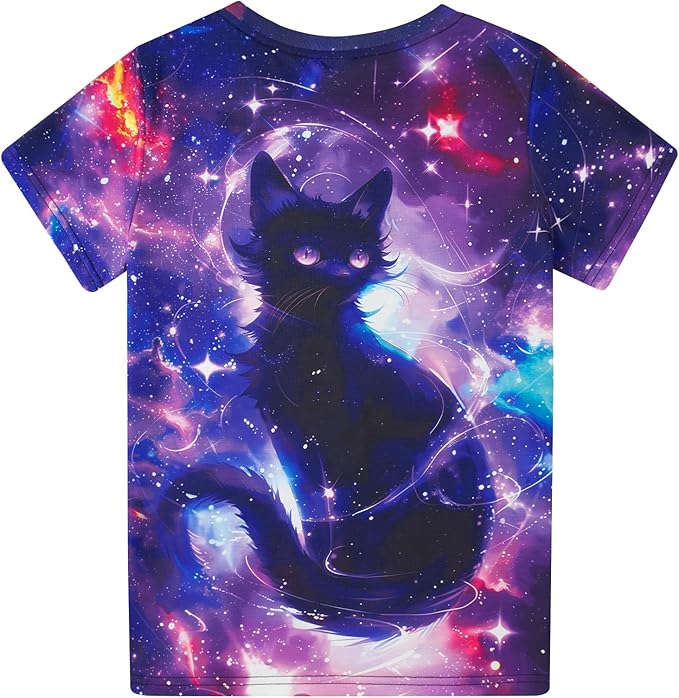 Funnycokid Girls Shirts Cat T Shirt Size 5-12 Clothes for Kids