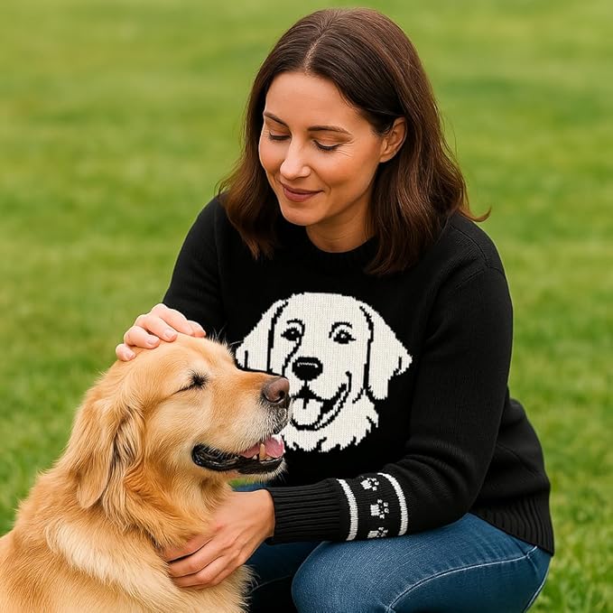 Custom Dog Knit Sweater for Women Personalized Pet Paw Print Pullover Dog Mom Gift Christmas for Pet Lovers