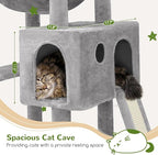 Globlazer Heavy Duty Cat Tree, 70 inch Sturdy Cat Tree for Indoor Cats Extra Large Cat Tower with Scratching Post, Hammock, Cat Condo for Adult Cats Kittens, F70 Pro, Light Grey