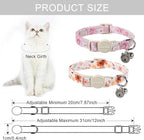 Lionet Paws 2pcs Pack Cotton Cat Collar,Breakaway Buckle with Floral Pattern and Brand Pendant Cute Adjustable Cat Kitten Collar,Ideal for Girl Cats