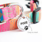 Paw Shape Dog ID Tag Stainless Steel Custom Laser Engraved, Cute Bling Glitter Pet Name Tags Personalized with Durable Engraving (Silver Round Crystals Paw)