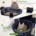 Globlazer Extra Large Cat Tower, 81-inch Tall Cat Tree for Big Cats 20 lbs, XXL Heavy Duty Cat Scratching Tower for Indoor Adult Cats with 3 Cat Condos, 8 Scratching Posts, F81, Dark Grey