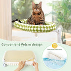 Sunhoo Cat Window Perch Bed Foldable Kitty Windowsill Hammock Shelf Seat Large Cats Suction Cup Indoor Kitten Window Sill Lounger with Soft Plush Cushion Machine Washable 21.26 * 11.8in (Green, M)
