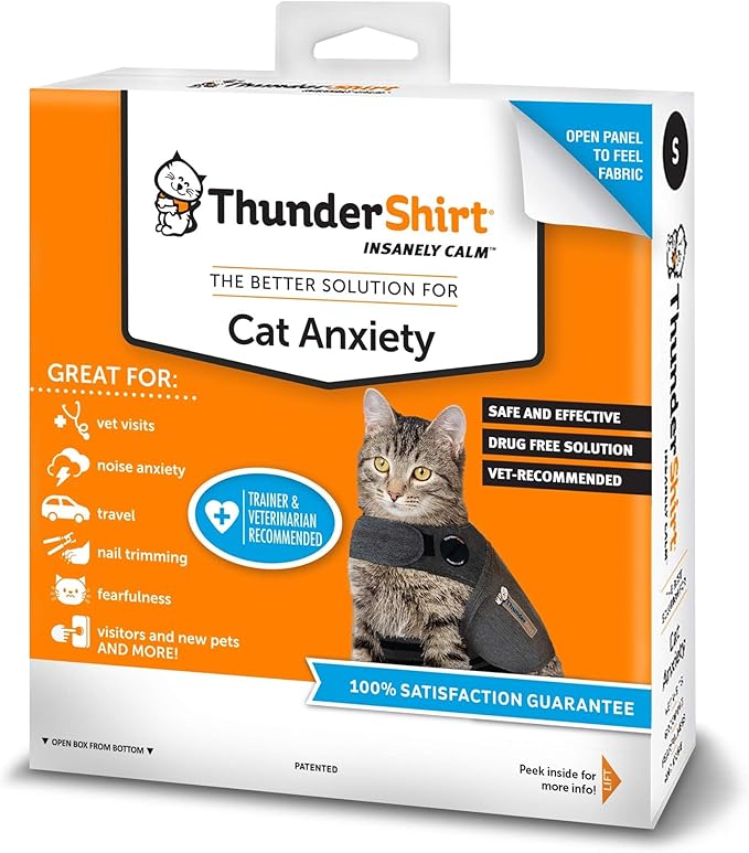 ThunderShirt Classic Cat Anxiety Jacket, Solid Gray, Small