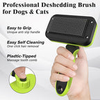 2PCS Self Cleaning Slicker Brush & Dog Comb - Skin Friendly Deshedding Grooming Tool for Dogs, Cats and Small Animals, Professional Deshedding Dematting Tool for Long and Short Haired Pets (Green)
