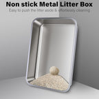 Stainless Steel Litter Box 2 Pack, 23.6" X 15.7" X 6" Steel Litter Box XL No Smell, Extra Large Metal Litterbox for Big Cat, Multiple Cats, Non Stick, Easy Cleaning