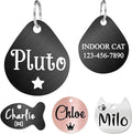 Ultra Joys Cat ID Tag Personalized Pet Tags, Durable Stainless Steel Small Pet Mini Dog Cat Tag Lightweight -Teardrop Tag in Black