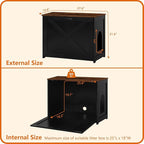 Dwanton Cat Litter Box Furniture Hidden, Cat Litter Box Enclosure, Reversible Entrance Can Be on Left or Right Side, Indoor Cabinet, Wooden Washroom, End Table, Black and Rustic Brown, 27.6" L