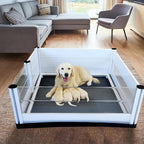 Whelping Box for Dogs and Puppies with Clear Window Panel – Modular, Easy-Clean, Safe Design with Pig Rail, Floor Liner & Washable Pad | UC Barkley Premium 48 Inch