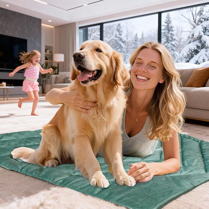 Pet Mat, Reversible Dog Bed Mat for Crate, Soft Warm Flannel for Winter, Washable Anti-Slip Mattress for Large Medium Dogs Sleeping, Multi-Use Kennel Pad for Floor Car Sofa, New Year Gift