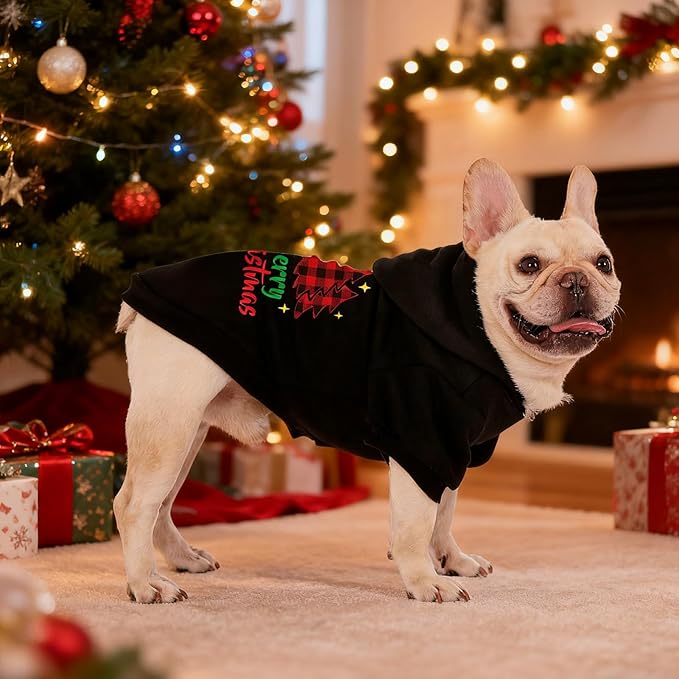 EXPAWLORER Dog Hoodie-Soft and Warm Dog Sweaters, Pet Clothes Autumn Winter Coat Sweatshirt with Christmas Theme Print for Puppy,Cat, Small Medium Large Dogs