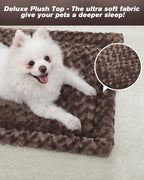 Washable Dog Bed Mat Dog Crate Pad Soft Fluffy Pet Kennel Beds Dog Sleeping Mattress for Large Jumbo Medium Small Dogs, 35 x 22 Inch, Brown
