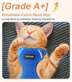 Halypet Cat Harness and Leash Set [ MAX Safety Third Generation ] Escape Proof Soft Adjustable Cat Leash Breathable Comfortable Vest Easy to Wear Kitten Harness for Outdoor Walking
