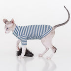 PUMYPOREITY Sphynx Cat Clothes - Soft Hairless Shirt With Sleeves, Stretchy Sweater, Pullover Pajamas Jumpsuit, Turtleneck Outfit for Sphynx Cornish Rex, Devon Rex - Blue, S