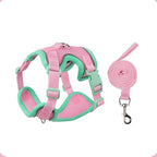 Cat Harness and Leash Set for Walking – Escape-Proof Reflective Vest for Cats and Small Dogs, Adjustable Soft Air Mesh with Pressure-Reducing Design, 4.92ft (Green & Pink, M)