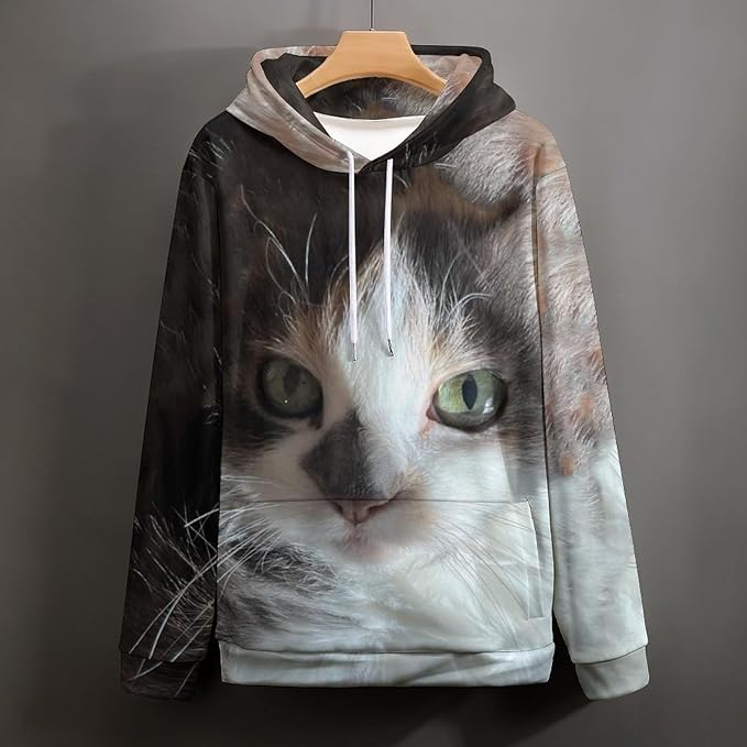 Artsadd Custom Face Unisex athletic Pockets Sweatshirt Loose Hoodie Custom Christmas Long Sleeve Sweatshirt Hooded Pullover