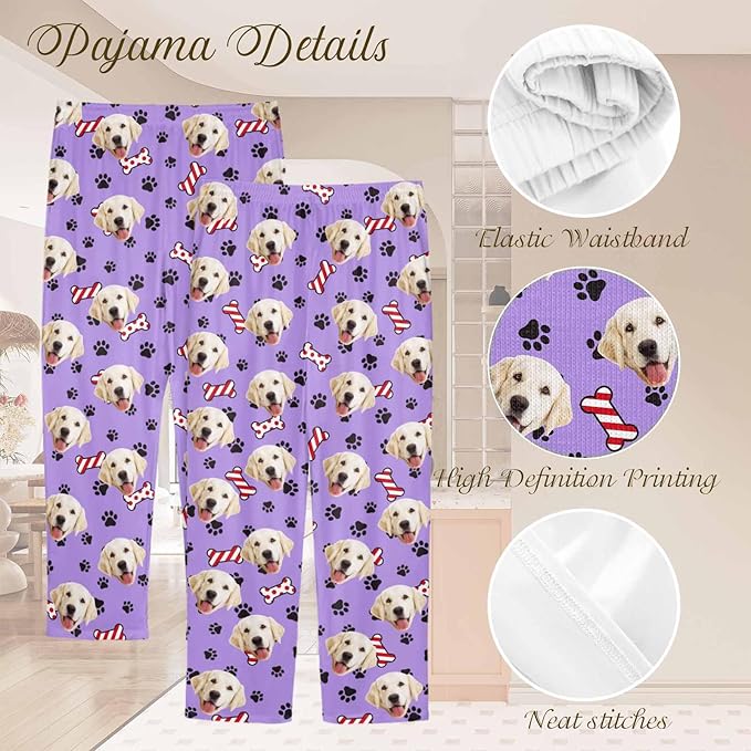 Custom Couple Pajama Pants Sock with Funny Face, Personalized PJ Anniversary Birthday Women Men Pants