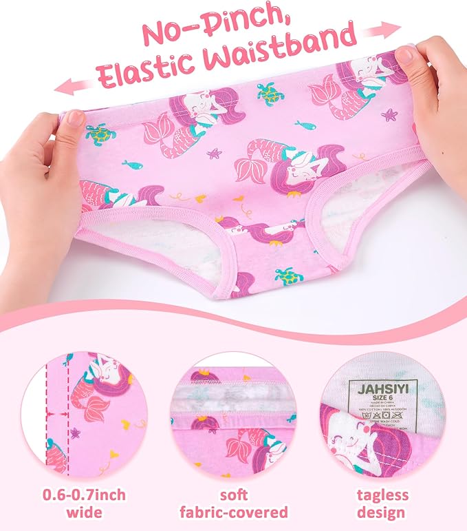 Girls and Toddlers 100% Cotton Underwear Tagless Soft Panties Size 2-3T,4-5T,6,8,10,12 (6-Pack)