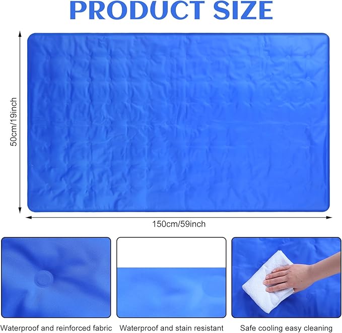 Cooling Pad Mat for Sleep Cooling Mattress Pad Gel for Bed, Relieve Pain, Summer Hot Flashes, Adult, Pets, No Water or Electricity Required (Blue,60 x 20 Inch)
