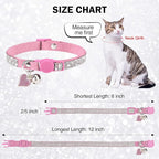 Rhinestone Cat Collar Breakaway with Bell, Diamond Cat Collar with Safety Buckle Quick Release for Girl Boy Kitten Pets Puppy,Cute Soft Female Male Cat Collars,Valentine's Day Pink 8-12"