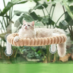 Sunhoo Cat Window Perch Bed Foldable Kitty Windowsill Hammock Shelf Seat Large Cats Suction Cup Indoor Kitten Window Sill Lounger with Soft Plush Cushion Machine Washable 21.26*11.8in (Light Camel, M)