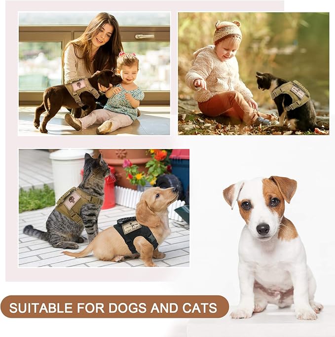 Tactical Dog Training Harness Outdoor Working Vest Adjustable XSmall Military MOLLE Dog Vest Harness with Rubber Handle