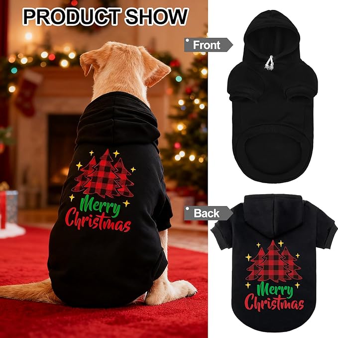EXPAWLORER Dog Hoodie-Soft and Warm Dog Sweaters, Pet Clothes Autumn Winter Coat Sweatshirt with Christmas Theme Print for Puppy,Cat, Small Medium Large Dogs