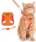 Rttochfy Cat Harness and Leash Set, Escape Proof Kitten Harness, Soft and Breathable Vest with Reflective Strip, Easy to Wear for Cats Walking and Traveling (Orange, XS)