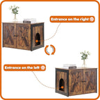 Dwanton Litter Box Enclosure, Cat Litter Box Furniture Hidden, Reversible Entrance Can Be on Left or Right Side, Wooden Cat Washroom Indoor, Rustic Brown, 27.6 Inches