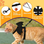Cat Harness and Leash, Cat Halloween Costumes with Bat Wings Escape Proof Soft Adjustable Vest, Easy Control Breathable Halloween Costumes Harness for Small Dogs Cats Rabbits (M)