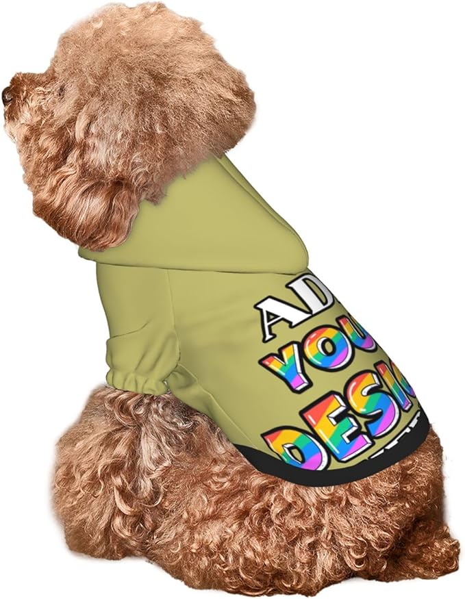 Custom Dog Hoodie, Personalized Dog Sweatshirt, Dog Clothes for Small Dogs Customizable, Dark Khaki, XS, Ropa para Perros Pequeños, Customized Pets Puppy Clothes, Personalized Gifts
