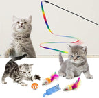 Kitten Starter Kit - 15 Piece Cat Essentials Set Includes Litter Box, Toys, Collars, Scratch Pad, Nail File, Automatic Feed Bowls, Grooming Gloves (Gray)