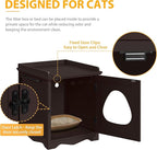 Yaheetech Cat Litter Box Enclosure, Hidden Litter Box Furniture with Side Towel Bar, Wooden Cat Washroom, Storage Cabinet, Indoor Pet House, Side Table Nightstand, Espresso