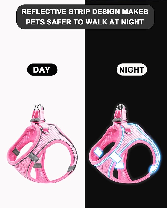 S Orange Soft Mesh Dog Harness and Leash Set,No Escape Puppy Harnesses for Training Walking， Reflective Adjustable Puppy Vest for Small Medium Dogs, Cats (Orange, S)