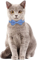 Faleela 2 Pack/Set Cat Collar with Cute Bow Tie and Bell,Breakaway Plaid Shirt Collar for Kitty Adjustable Safety