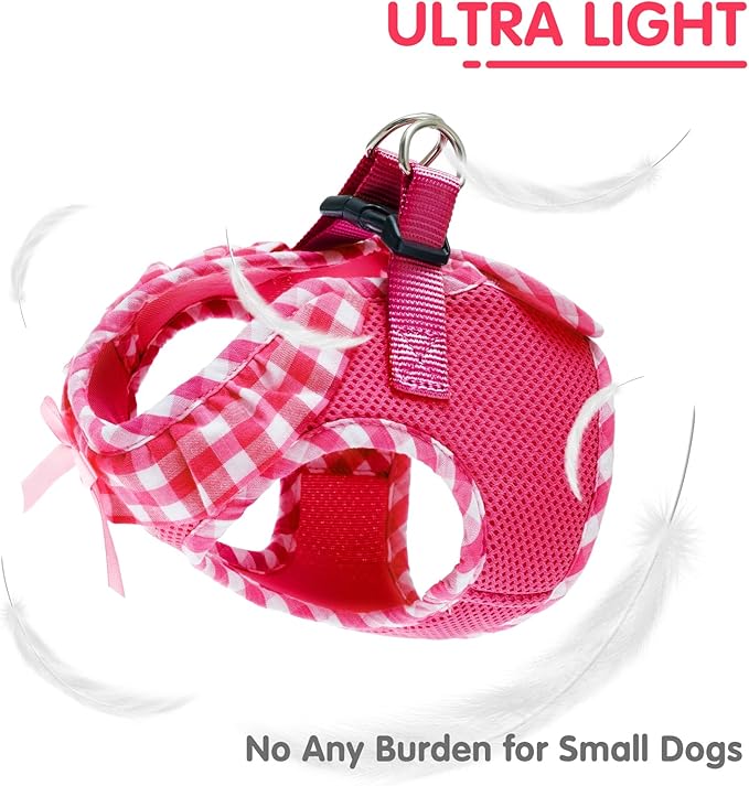 PUPTECK Dog Harness for Puppy and Small Sized Dogs, Step-in No Pull Soft Mesh Vest Harness for Cats Small Pets Walking, Fuschia, New XXS