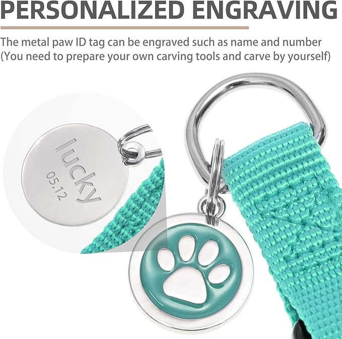 PUPTECK No Pull Dog Harness Soft Adjustable Basic Nylon Step in Puppy Halter Outdoor Walking with ID Tag Medium