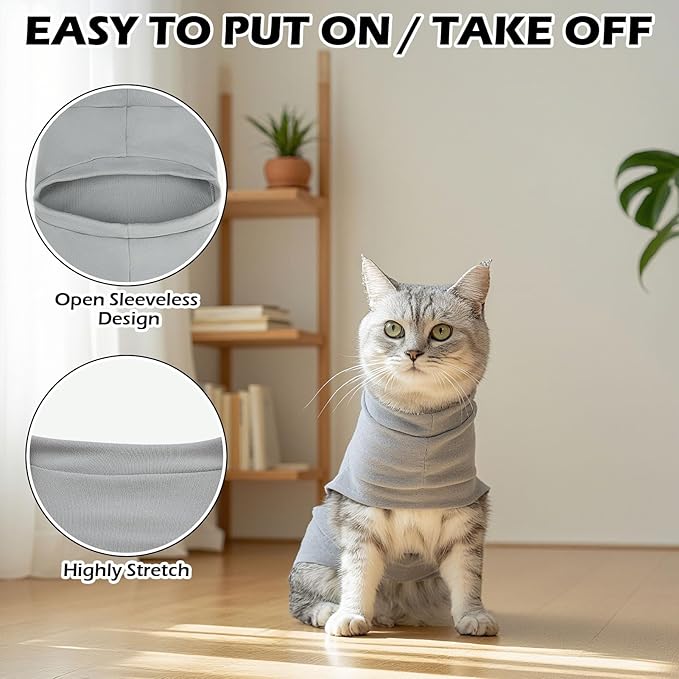 EXPAWLORER Soft Cat Sweater - Sweaters for Cats Only Warm Kitten Clothes, Fall and Winter Pet Coat Pullover Design, Fleece Sweatshirt Clothing Also for Puppy Small Dogs, Grey Small