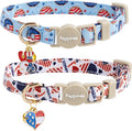 Faygarsle 2 Pack Patriotic American Flag Dog Collar Pattern Cat Collars Breakaway Safety Collar with Bell Spring Summer Design for Girl Cats, Red White Blue