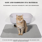 HCY&WLD Cat Litter Mat, 45x26/35x24/30x22/24x18 Inch Double Layer Cat Litter Box Mat, EVA Non-Slip, Waterproof Urine Proof Cat Litter Catcher Mat, Easy Clean Scatter Control (24x18 Inch, Black)