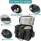 PetAmi Dog Travel Organizer with Food Container and Bowls, Weekend Camping Accessories - Charcoal, Medium