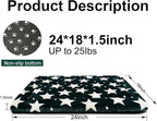 Dog Bed Mat, Reversible Dog Crate Pad with Washable Kennel Mat and Soft Foam, Pet Bed for Dogs & Cats, for Crates Carriers & Travel (Big&Small Stars Green, 24" L*18" W*1.5" Th)