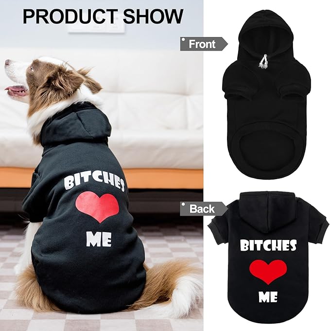 EXPAWLORER Dog Hoodies- Fall Soft and Warm Dog Sweatshirt with Leash Hole, Winter Autumn Fleece Pet Clothes with Love ME Print for Puppy,Cat, Small Medium Large Dogs