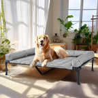 Veehoo Cooling Elevated Dog Bed Add Removable Waterproof Bolster Cushion Mat, Raised Pet Cot with Breathable Teslin Mesh, No-Slip Feet, Dog Couch Bed for Indoor Outdoor, 49x33inches, Grey, CWC2331B