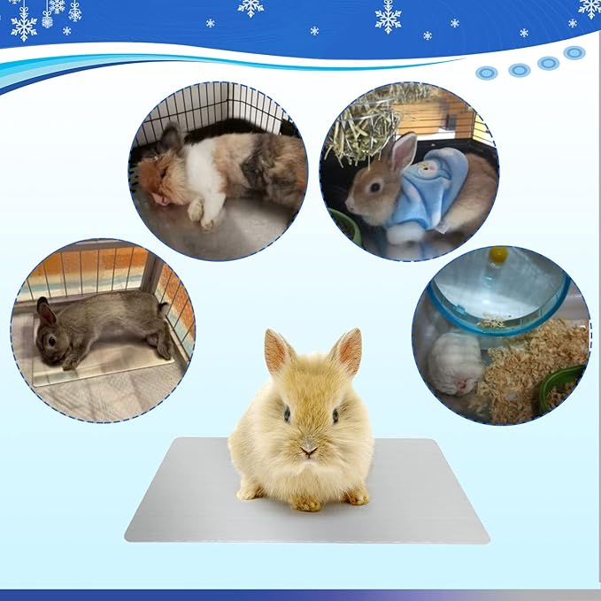 11.8x7.9 IN Pet Cooling Mat for Rabbit, Bunny, Hamster, Guinea Pig & Other Small Pets - Bite Resistance Ice Bed (2PCS)
