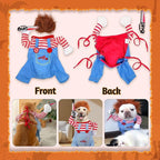 Pet Deadly Doll Dog Costume, Novelty Halloween Christmas Costumes Funny Dog Cosplay Outfits Cute Clothes for Small Medium Large Dogs Cats Party Dress Up Cool Puppy Costumes Scary Spooky Apparel Blue