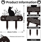 Pet Cat Memorial Grave Markers - Rngmsi Flowers Butterfly Cat Metal Garden Stakes Grave Decorations for Cemetery Pussy Memorial Stones Plaques for Outdoors
