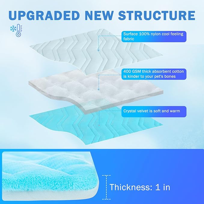 SCENEREAL Dog Cooling Mat for Crate, Thicken Self-Cooling Dog Pad Reversible (Cool & Warm), 59"x40" Extra Large Pet Cool Bed Use in Kennel Sofa, Machine Washable, Durable Non-Toxic Gel, Outdoor