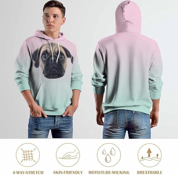 Artsadd Custom Face Unisex athletic Pockets Sweatshirt Loose Hoodie Custom Christmas Long Sleeve Sweatshirt Hooded Pullover