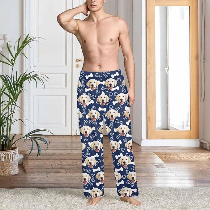 Custom Couple Pajama Pants Sock with Funny Face, Personalized PJ Anniversary Birthday Women Men Pants
